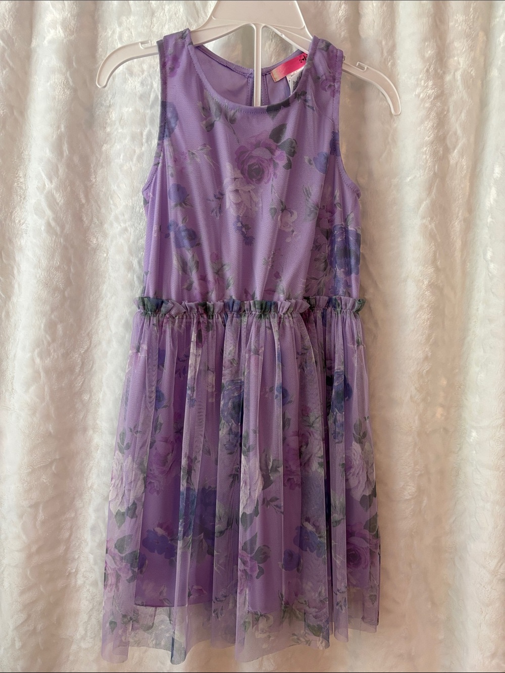 Girls' Lavender Floral Mesh Party Dress